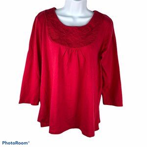 LIZ CLAIBORNE 3/4 sleeves embroidered blouse XL